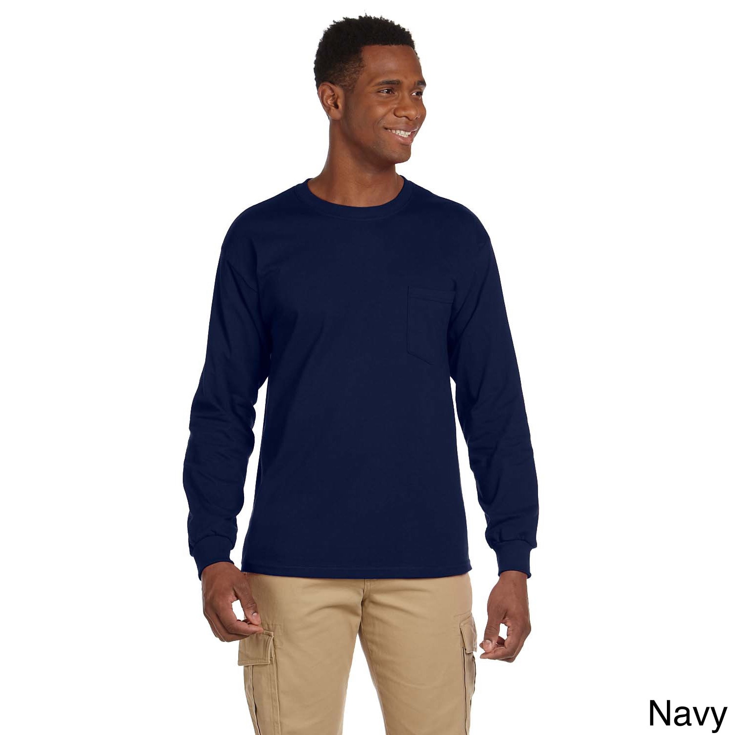 Gildan Mens Ultra Cotton Long Sleeve Pocket T shirt