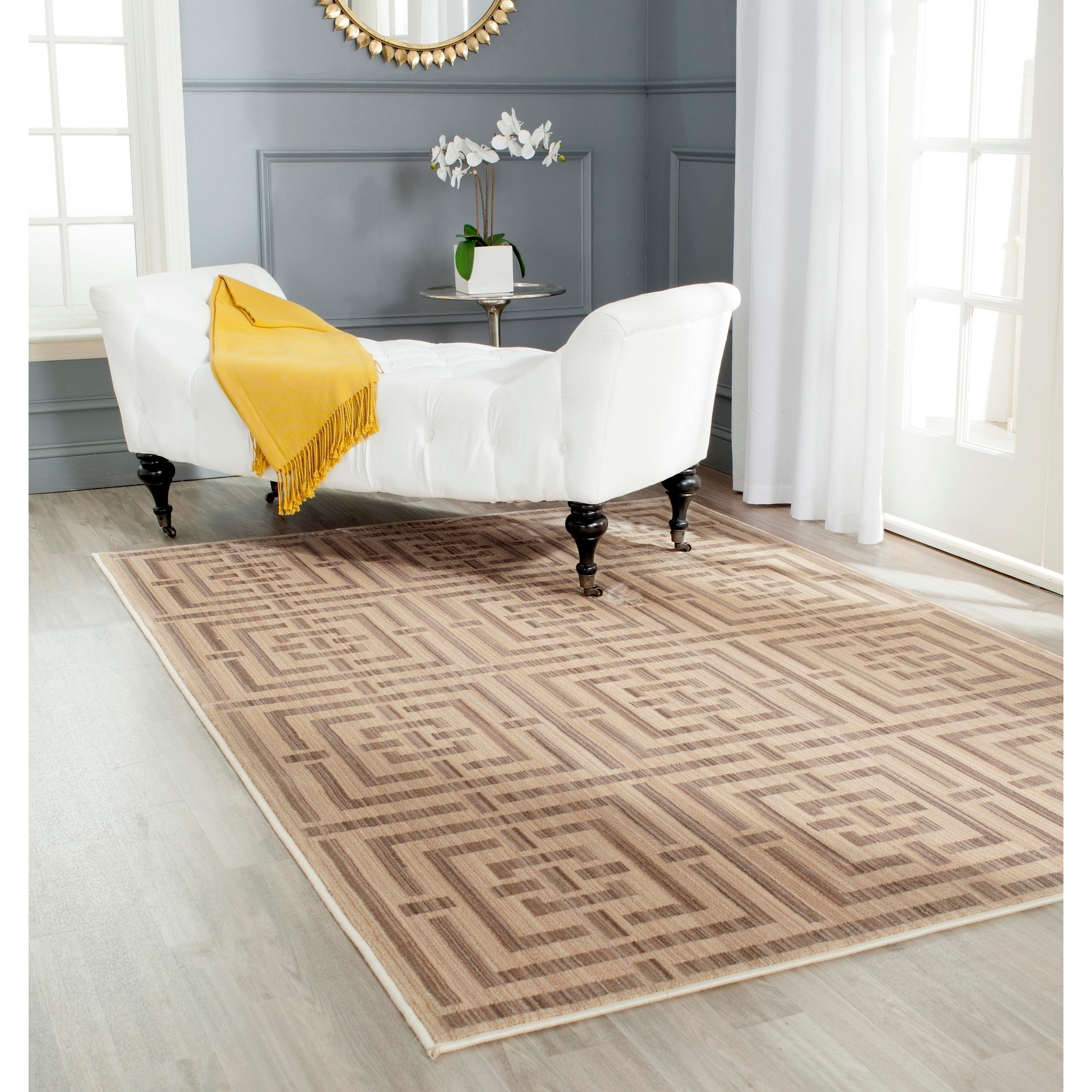 Safavieh Infinity Yellow/ Taupe Polyester Rug (4 X 6)