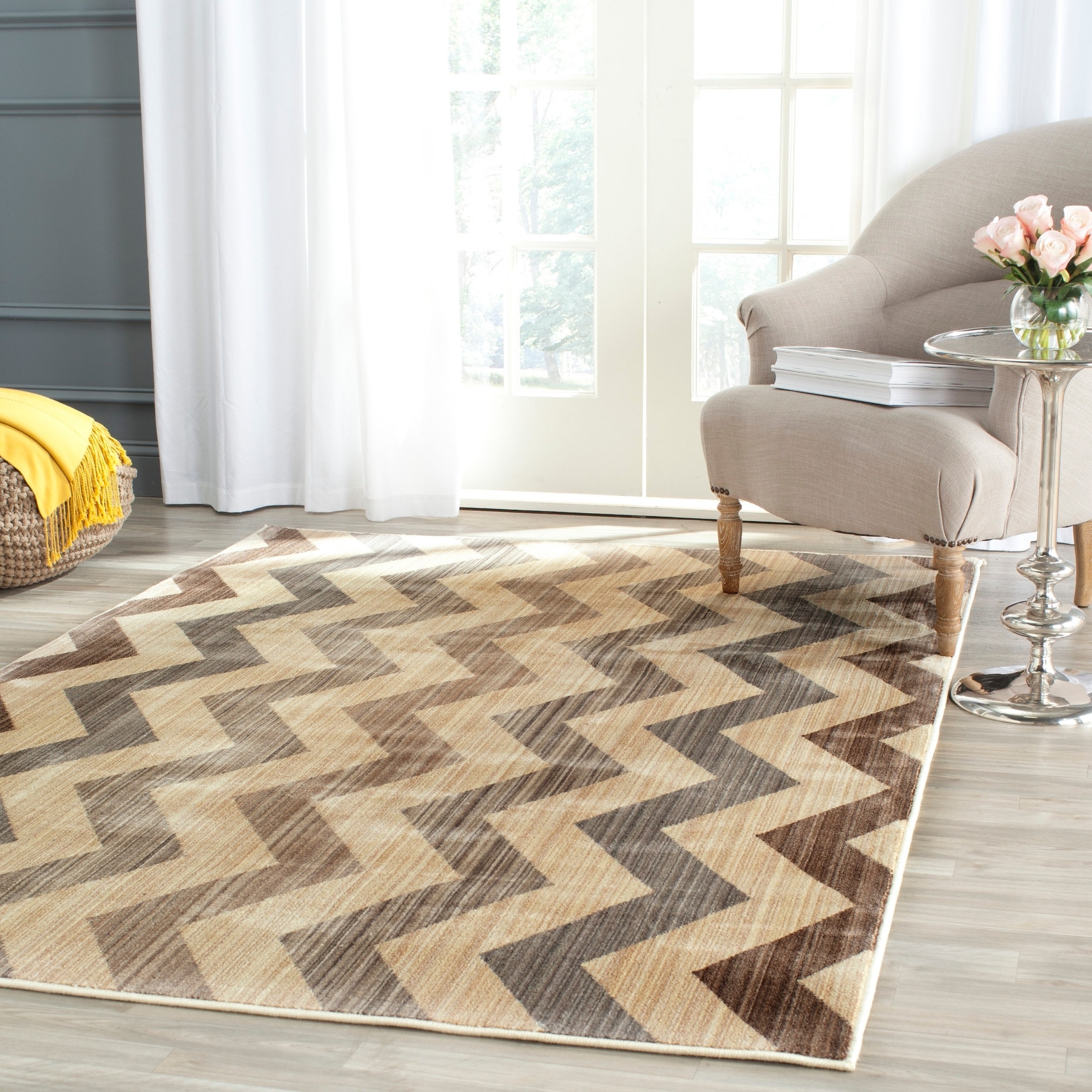 Safavieh Infinity Yellow/ Brown Polyester Rug (4 X 6)