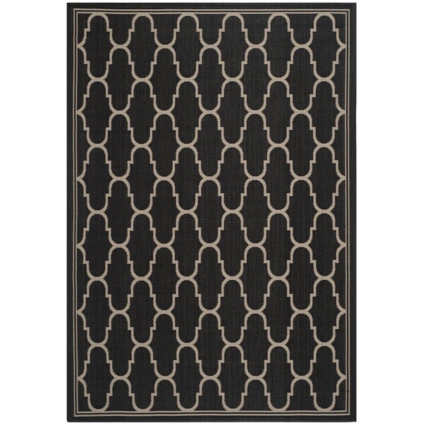 Safavieh Courtyard Trellis Black/ Beige Indoor/ Outdoor Rug - 8' x 11'2