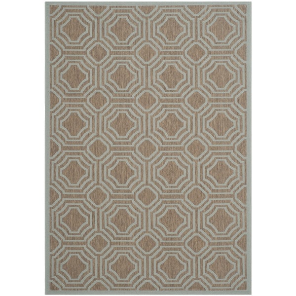 Shop Safavieh Courtyard Brown/ Aqua Indoor/ Outdoor Rug 4' x 5'7 On