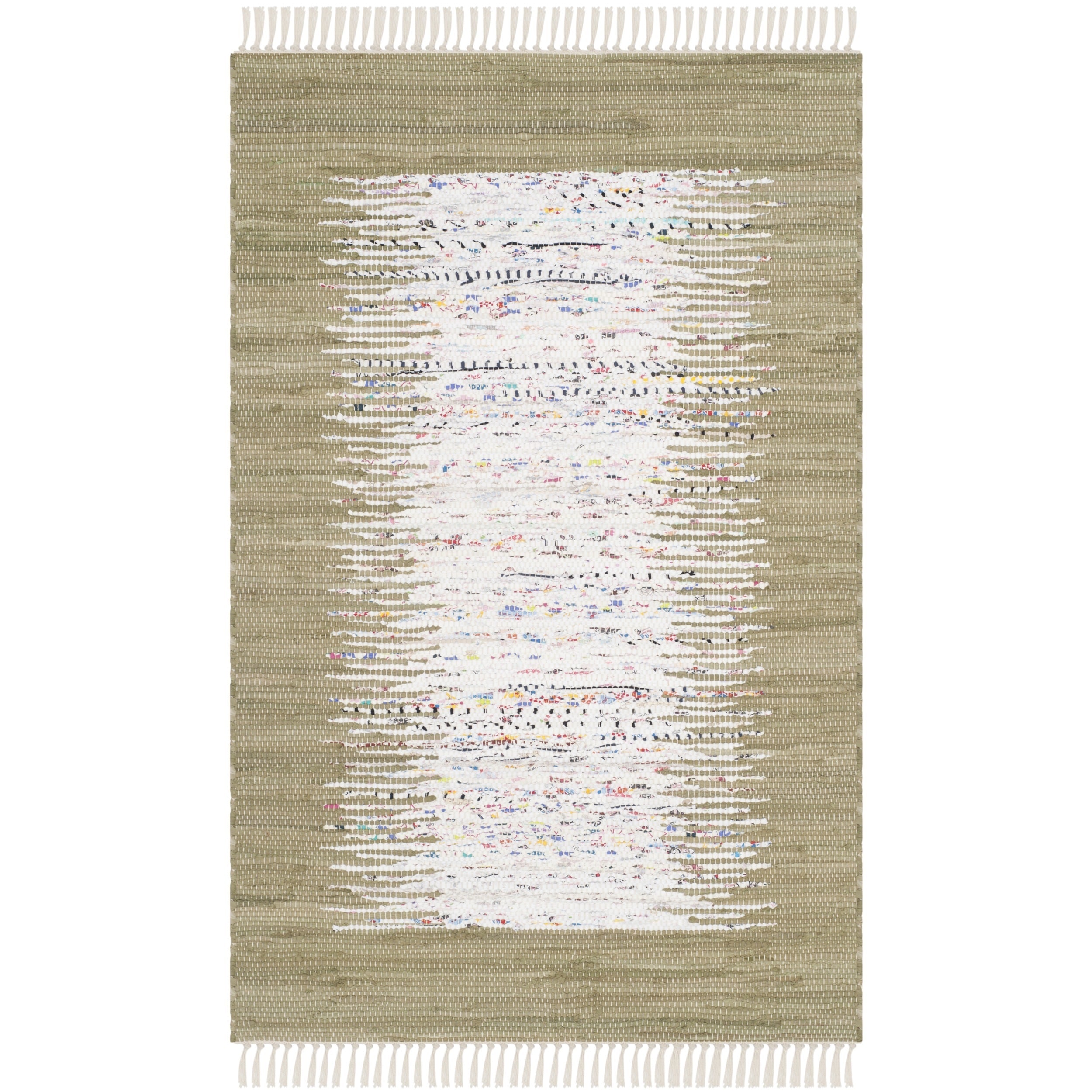 Safavieh Hand woven Montauk Ivory/ Olive Cotton Rug (26 X 4)