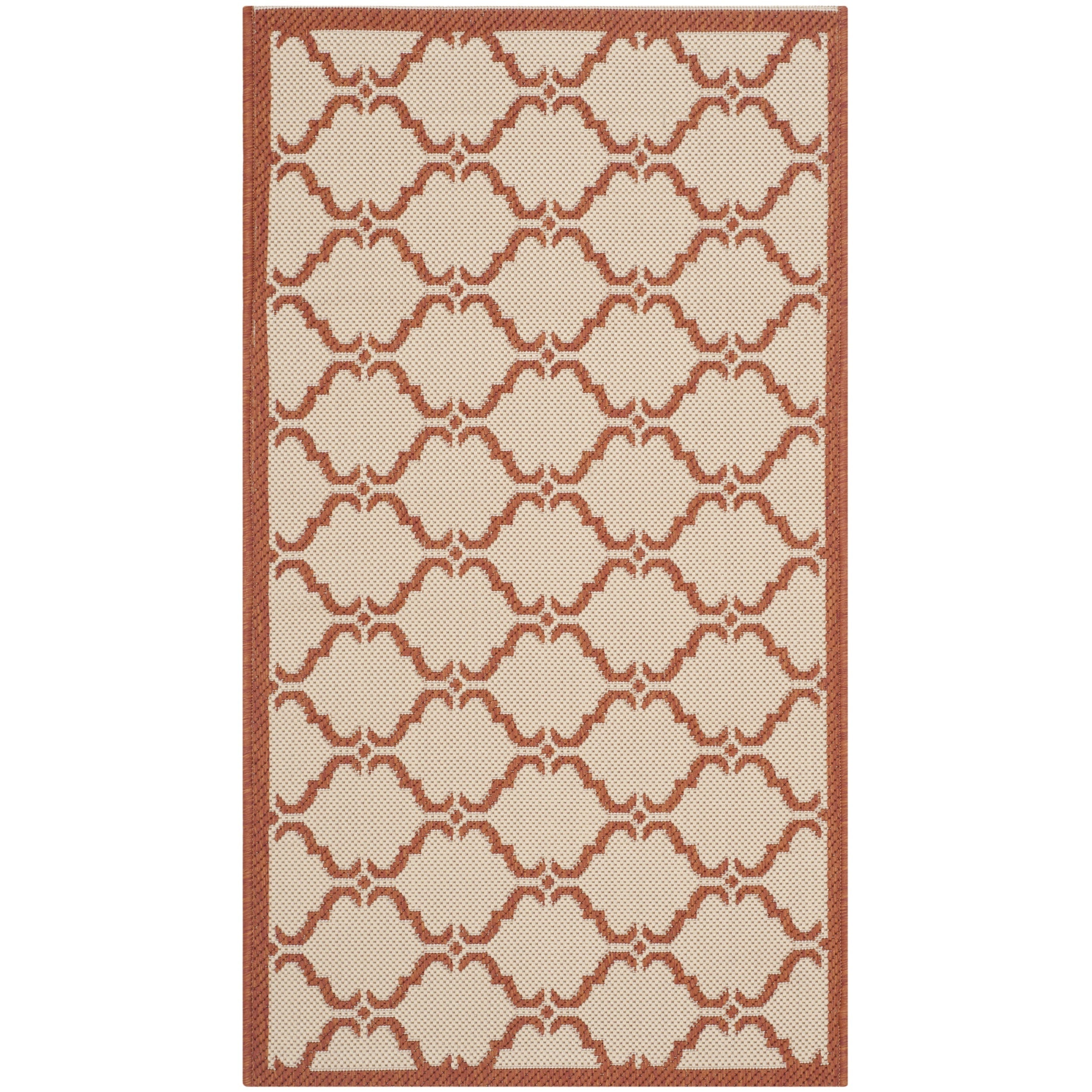 Safavieh Indoor/ Outdoor Moroccan Courtyard Beige/ Terracotta Rug (2 X 37)