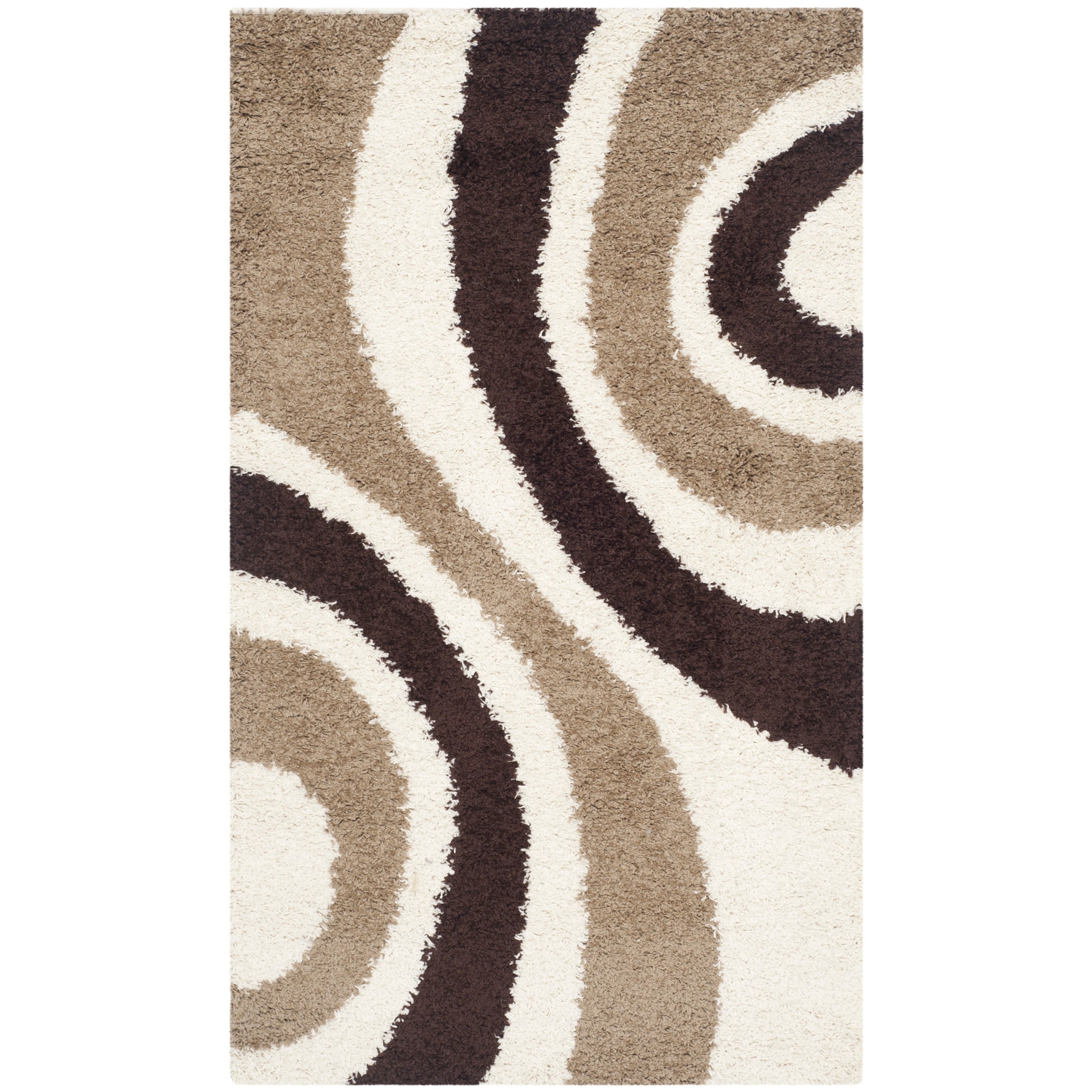 Safavieh Shag Ivory/ Brown Rug (3 X 5)