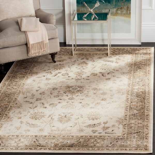 Safavieh Vintage Oriental Stone/ Mouse Brown Distressed Silky Viscose Rug - 8'10 x 12'2