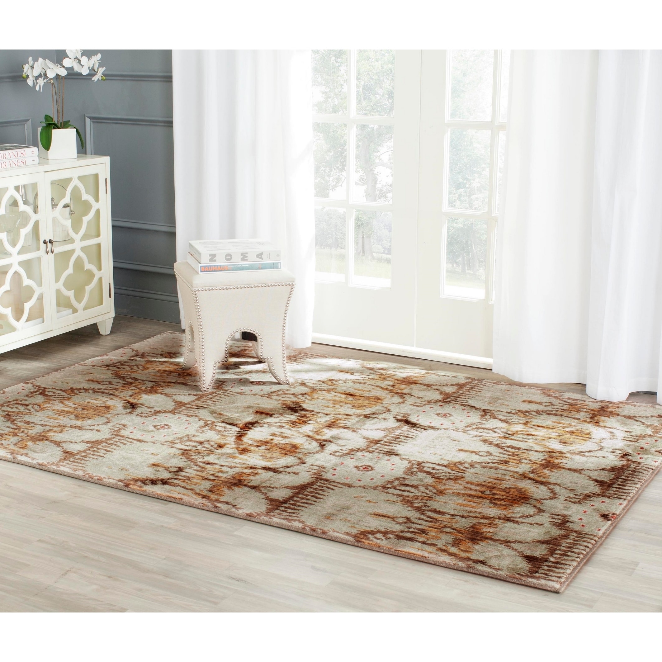 Safavieh Infinity Green/ Brown Polyester Rug (9 X 12)