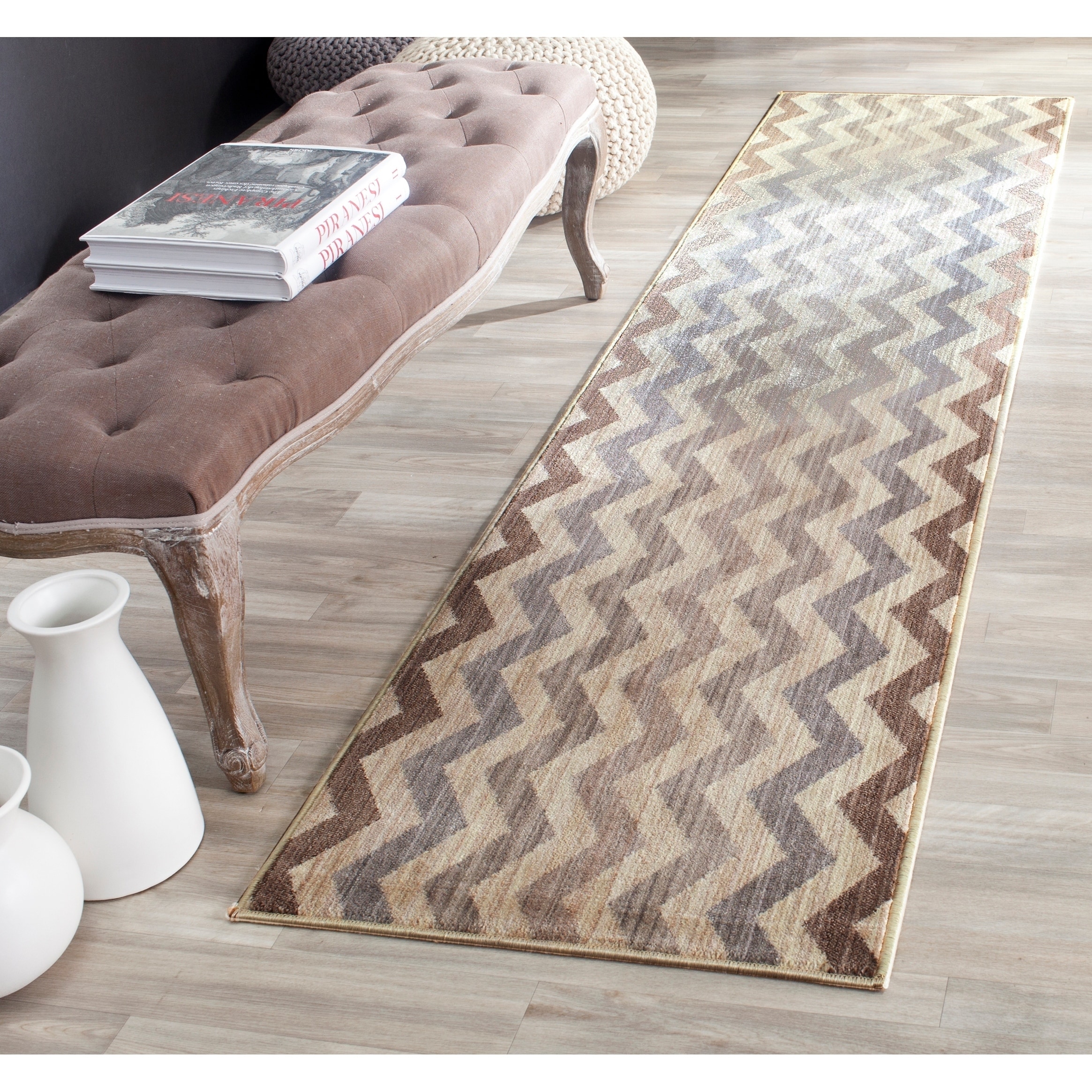 Safavieh Infinity Yellow/ Brown Polyester Rug (2 X 8)