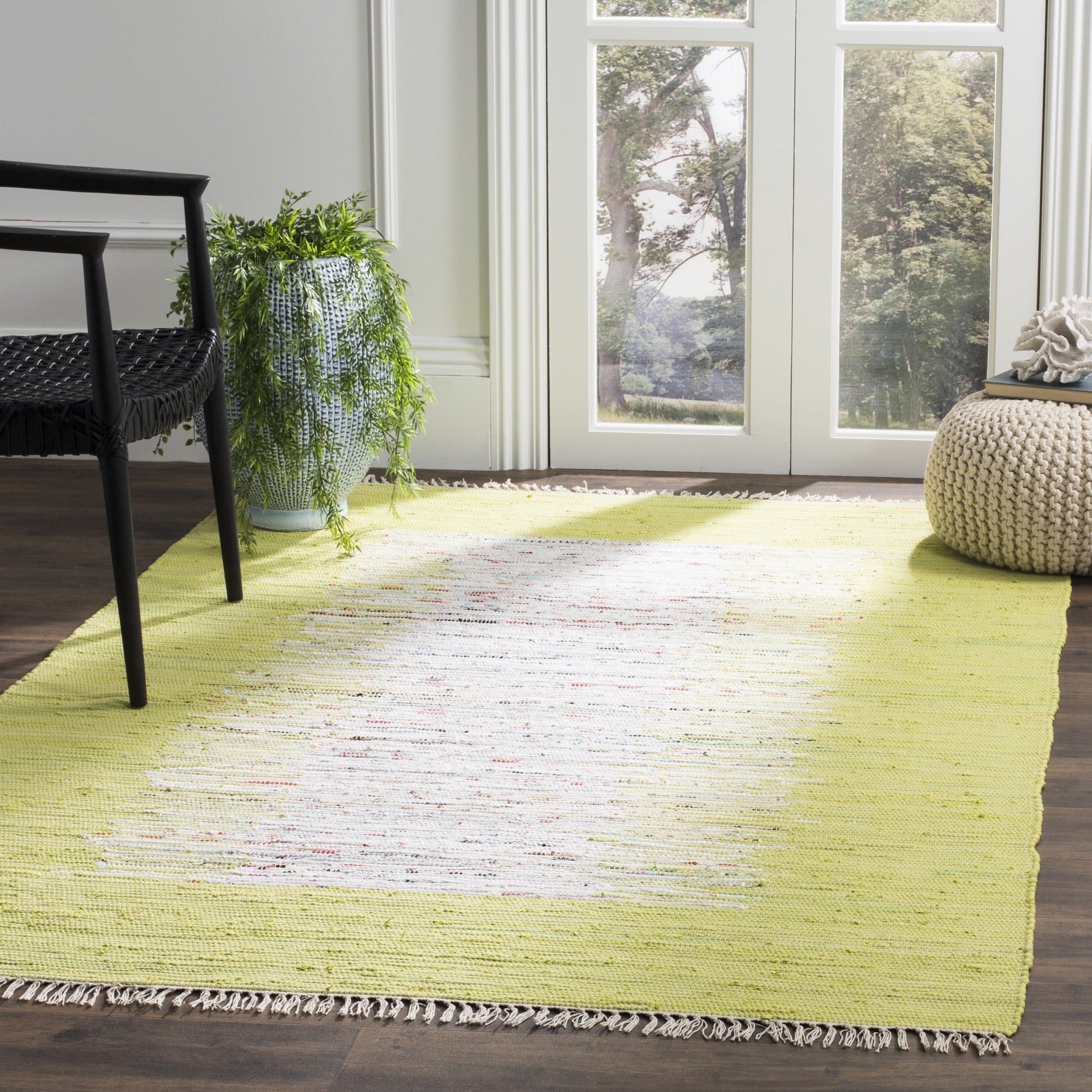 Safavieh Hand woven Montauk Ivory/ Teal Cotton Rug (6 Square)