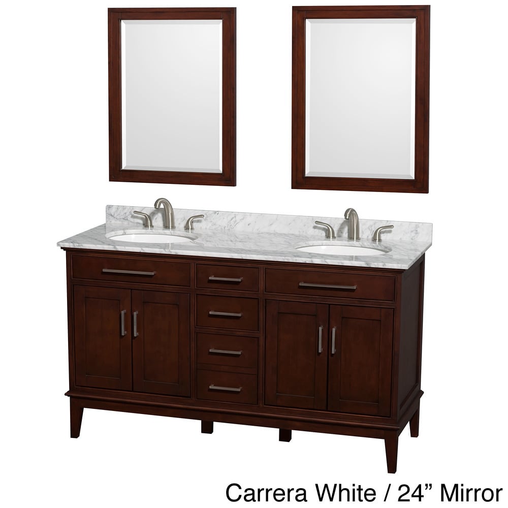 Hatton 3 hole Faucet Mount Dark Chestnut 60 inch Double Vanity