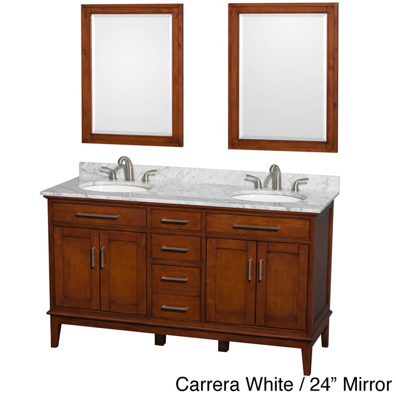 Hatton Light Chestnut 60 inch 3 hole Faucet Double Vanity