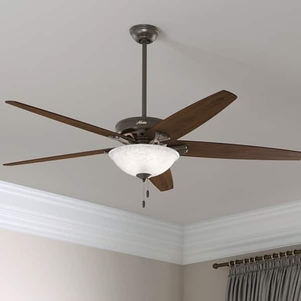 Hunter 70 Inch Stockbridge New Bronze Fan With Five Walnut Hunter 70 Inch Stockbridge New Bronze