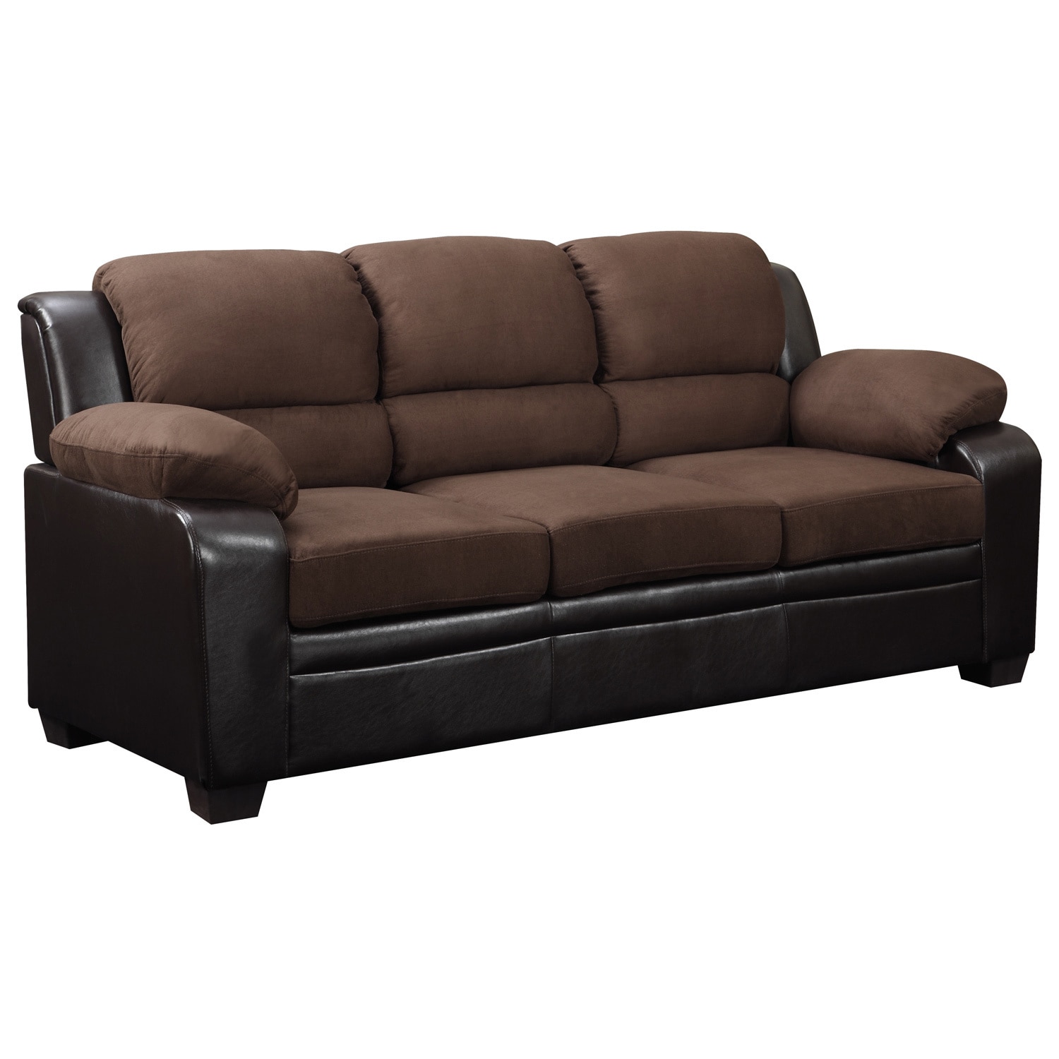 Two tone Brown Microfiber/ Faux Leather Sofa