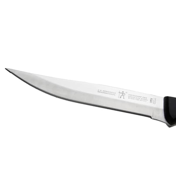 Vtg Steak Knives , Serrated , Black Handles , Stainless-steel ,J A