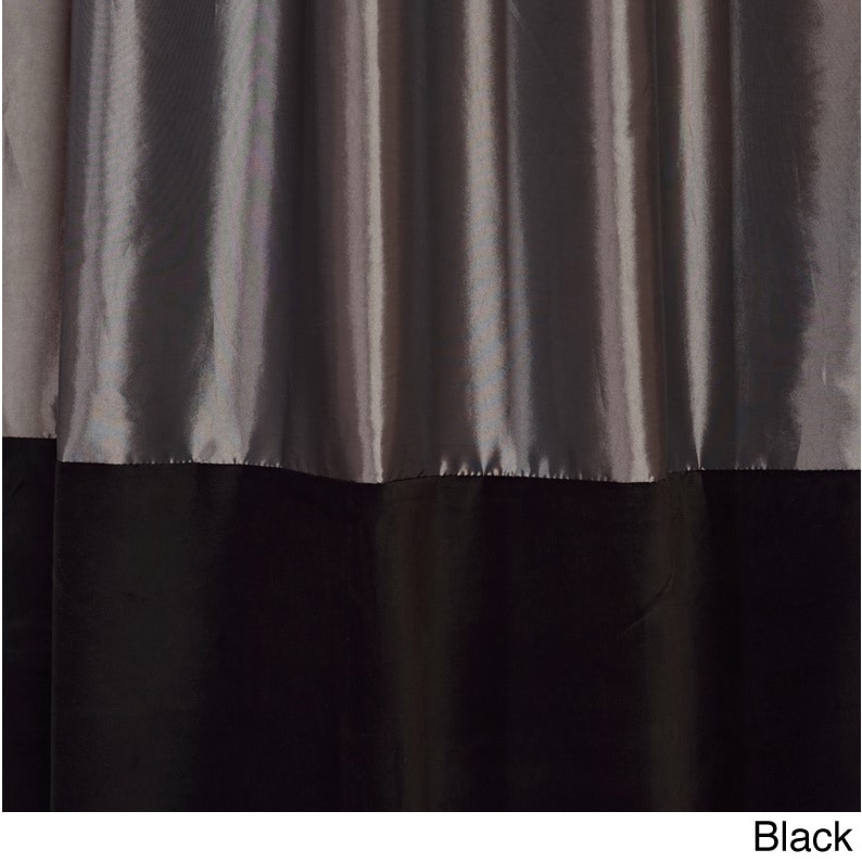 Banded Graphite Taffeta Curtain Panel