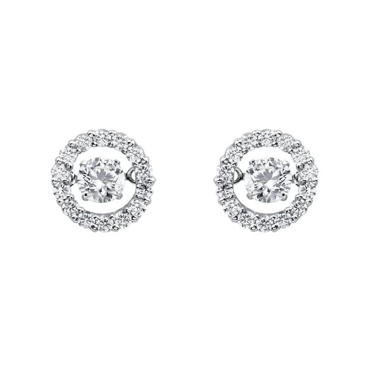 Auriya 14k White Gold 4/5ct TDW 'Dancing Stone' Diamond Stud Earrings (G-H, I1-I2)