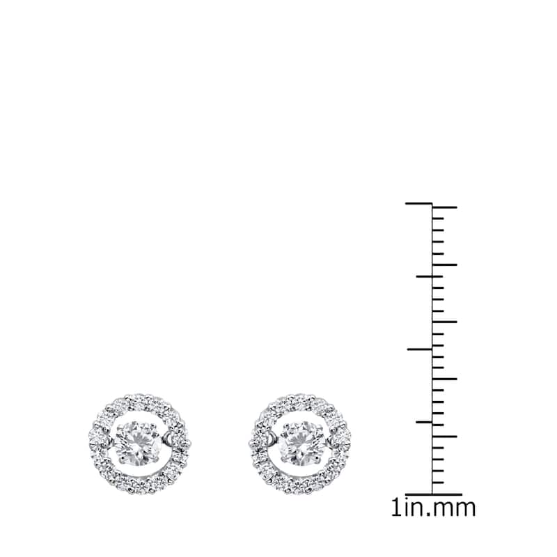 Auriya 14k White Gold 4/5ct TDW 'Dancing Stone' Diamond Stud Earrings (G-H, I1-I2)