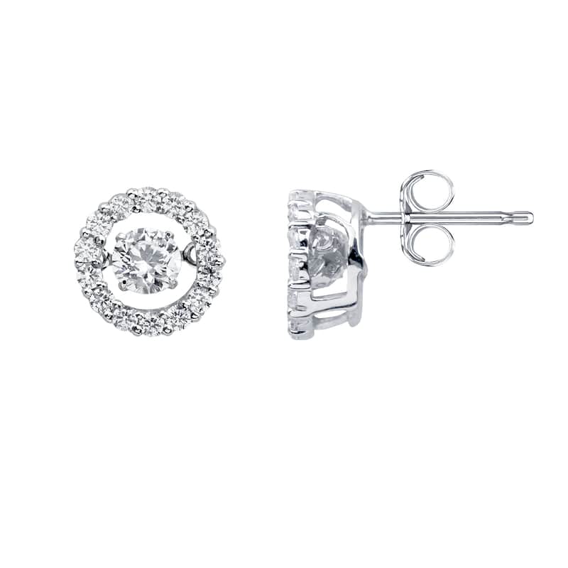 Auriya 14k White Gold 4/5ct TDW 'Dancing Stone' Diamond Stud Earrings (G-H, I1-I2)