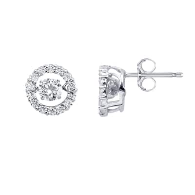 Auriya 14k White Gold 4/5ct TDW 'Dancing Stone' Diamond Stud Earrings (G-H, I1-I2)