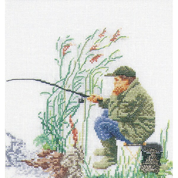 Shop Fishing On Linen Counted Cross Stitch Kit61/4"X63/4" 36 Count Free Shipping On Orders
