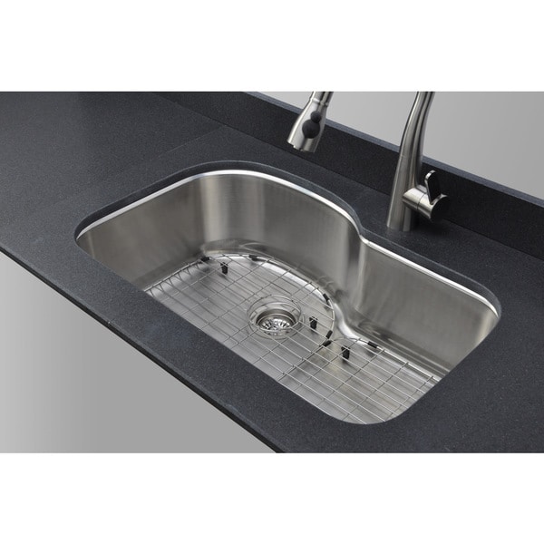 Stainless Steel Wells Sinkware 18 Gauge Offset Single Bowl Undermount Stainless Steel Kitchen Sink Package f895b589 d4e5 4430 bcc4 444e43c11953_600