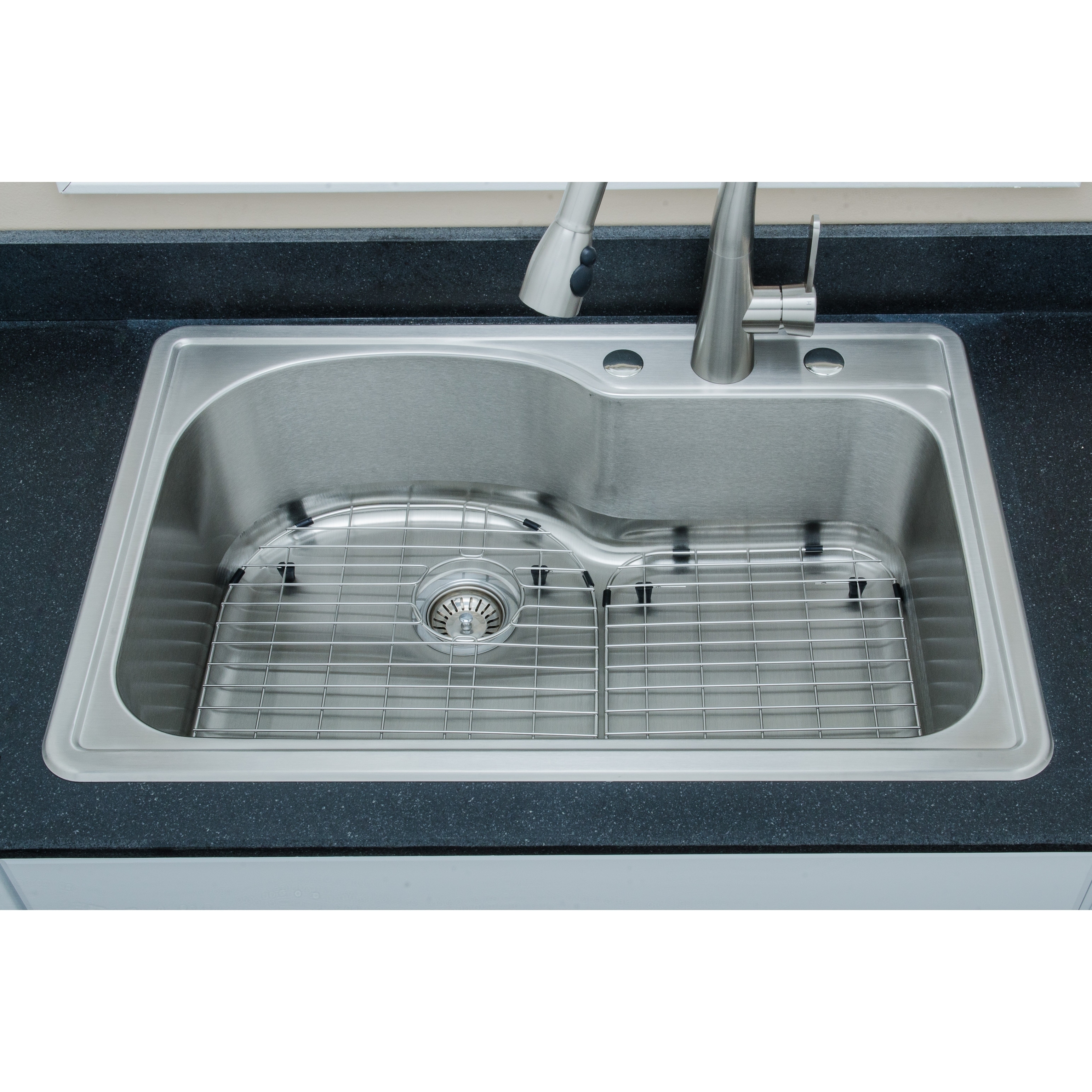 Wells Sinkware 18 Gauge Offset Single Bowl Topmount Stainless Steel Kitchen Sink Package