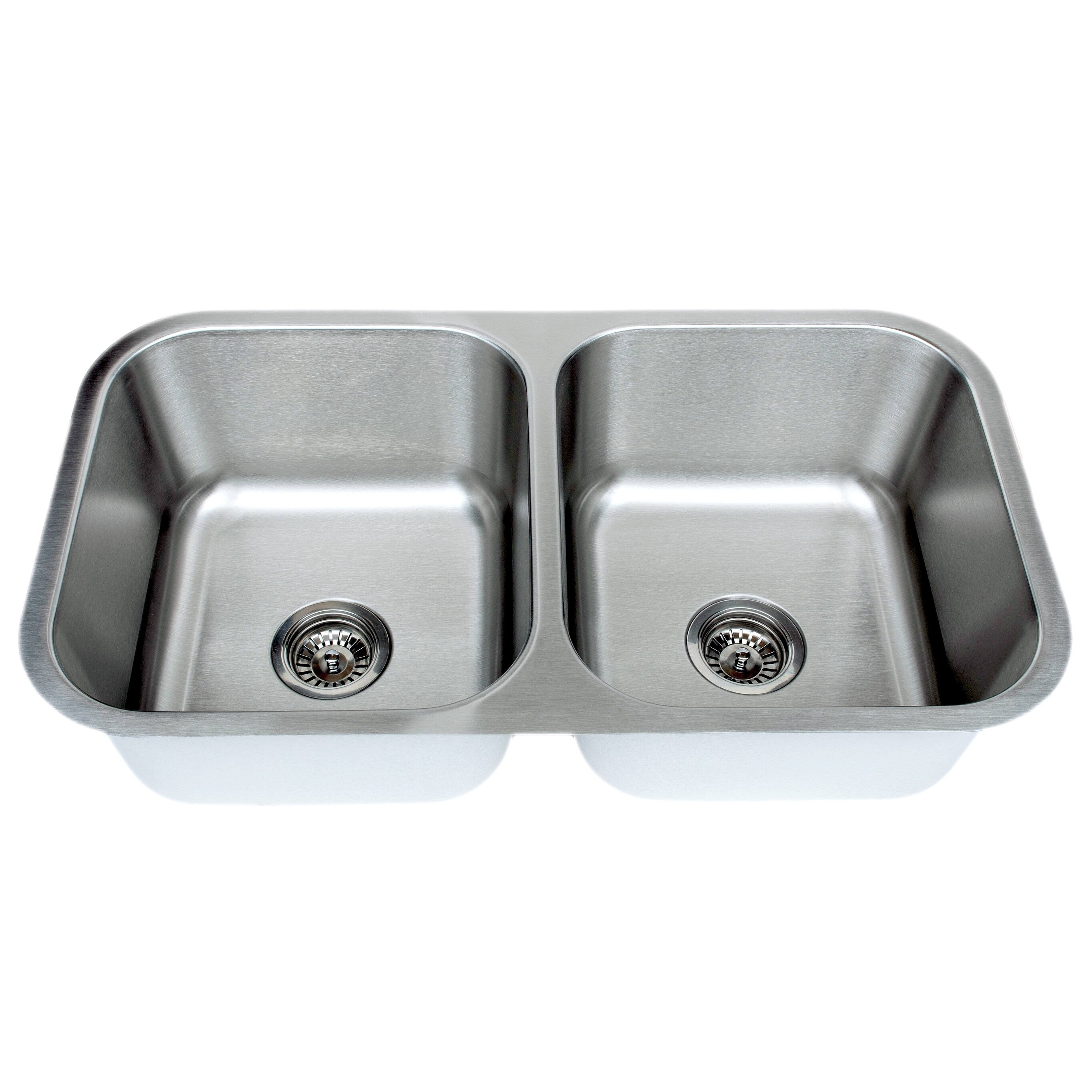 Wells Sinkware 18 Gauge 50/50 Equal Double Bowl Undermount Stainless Steel Kitchen Sink