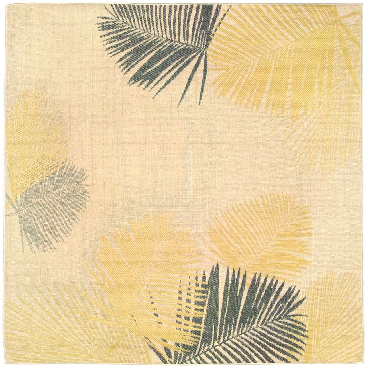 Leaves Yellow/ Charcoal Outdoor Rug (710 Square)