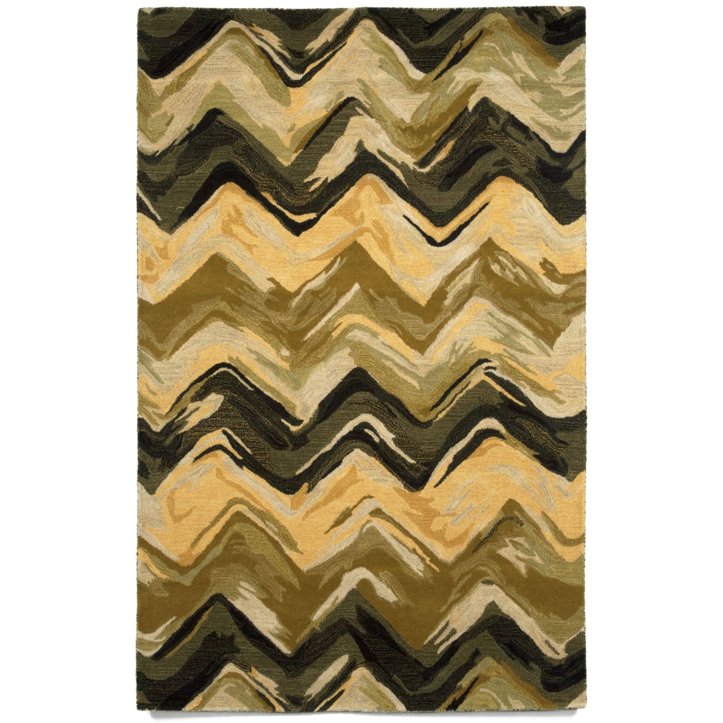 Painterly Gold/ Black Indoor Rug (5 X 8)