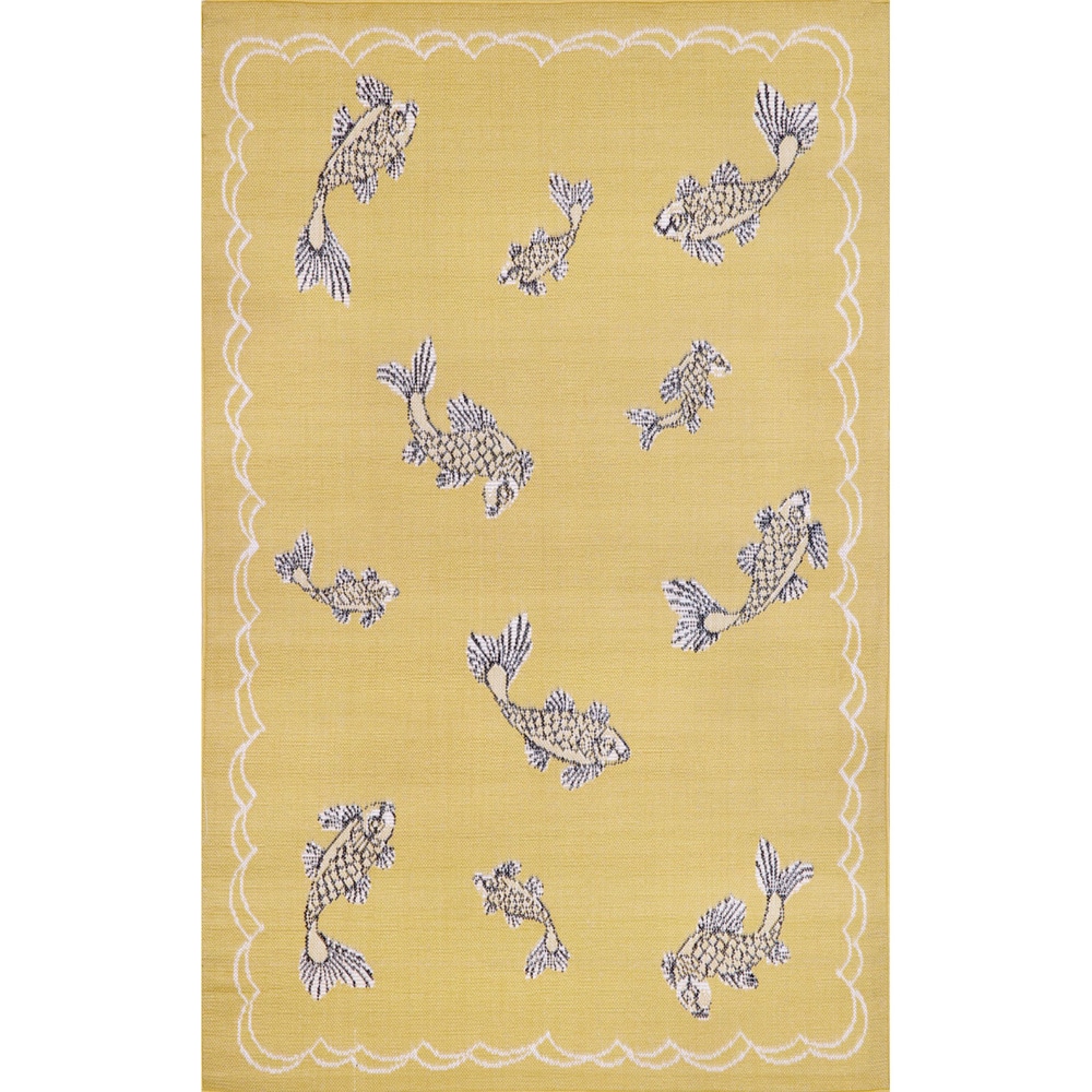 Lucky Fish Yellow Outdoor Rug (710 X 910)