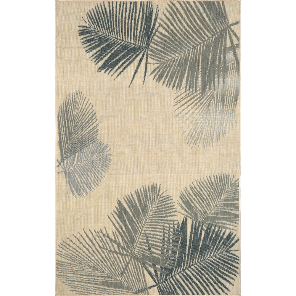 Leaves Silver Outdoor Rug (710 X 910)