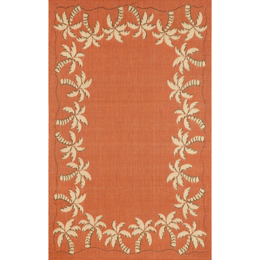 Transocean Beach Border Terracotta Outdoor Rug (710 X 910) Natural Size 8 x 10