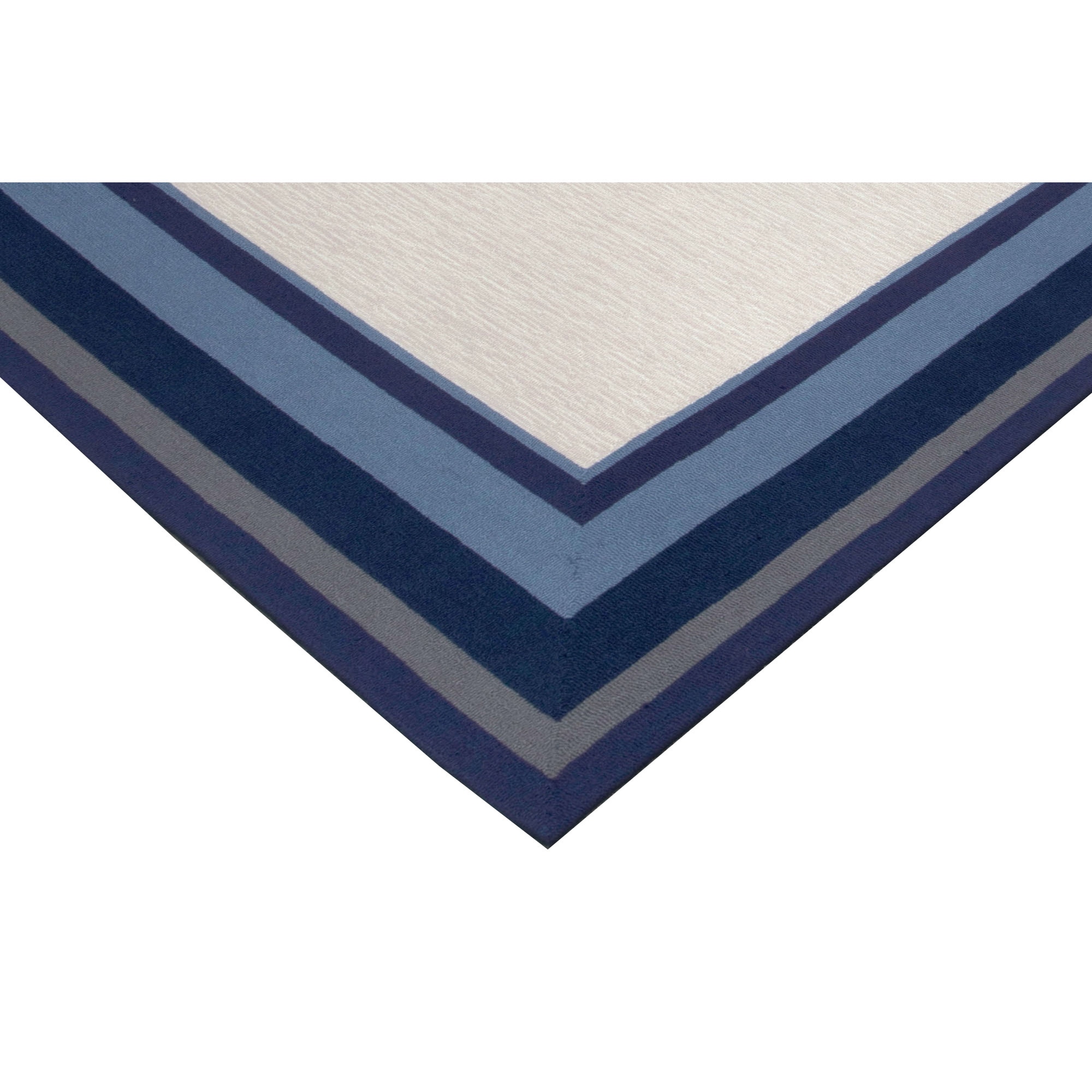 Multi Frame Blue/ Ivory Outdoor Rug (76 X 96)