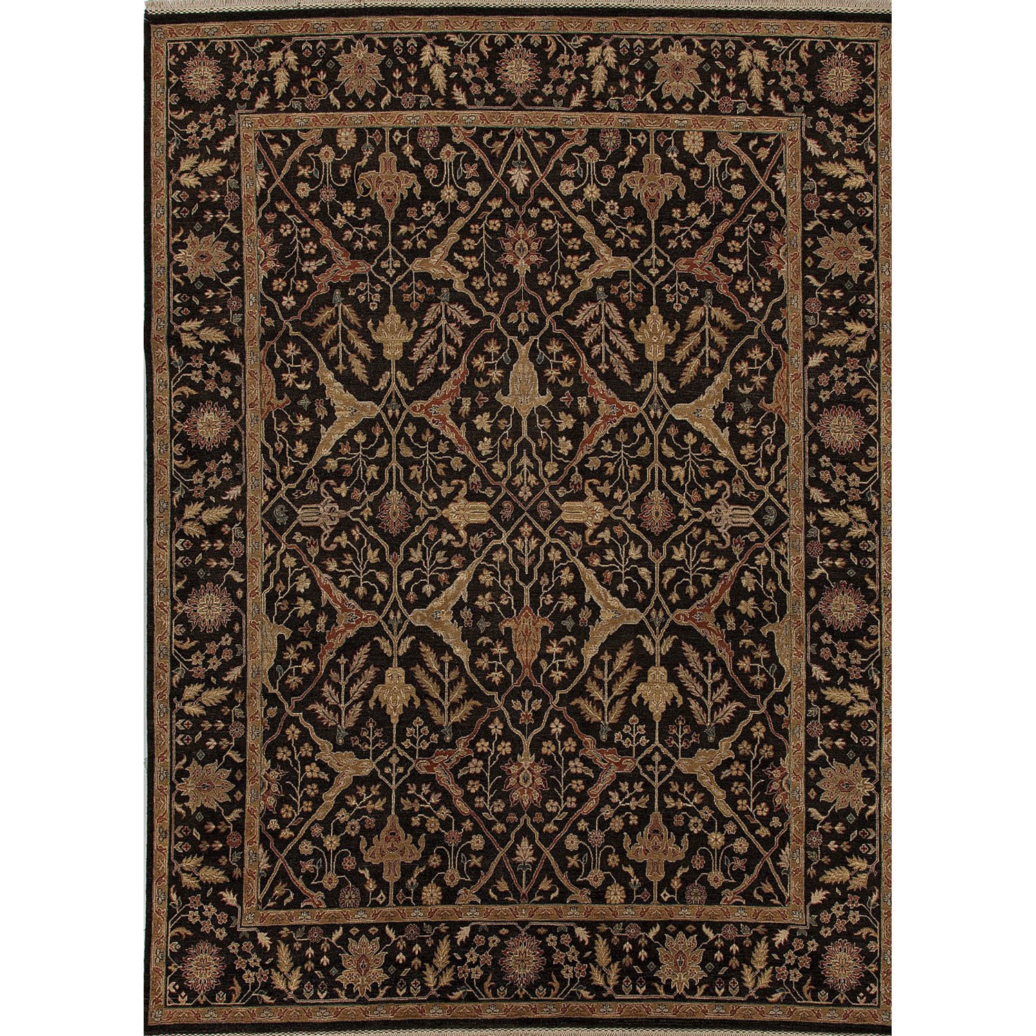 Hand knotted Black Oriental Pattern Wool Rug (8 X 10)