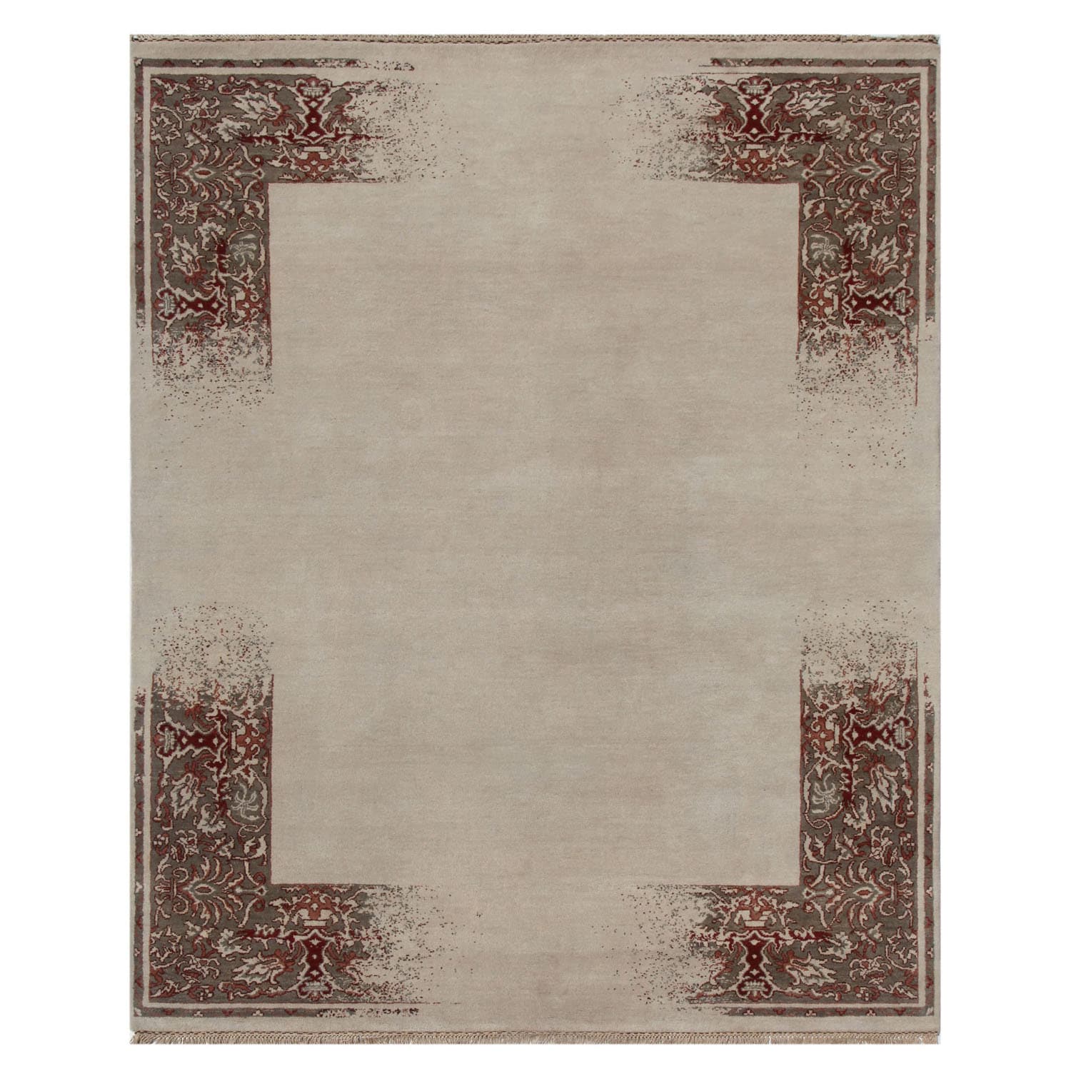 Hand knotted Ivory Wool Rug (8 X 10)