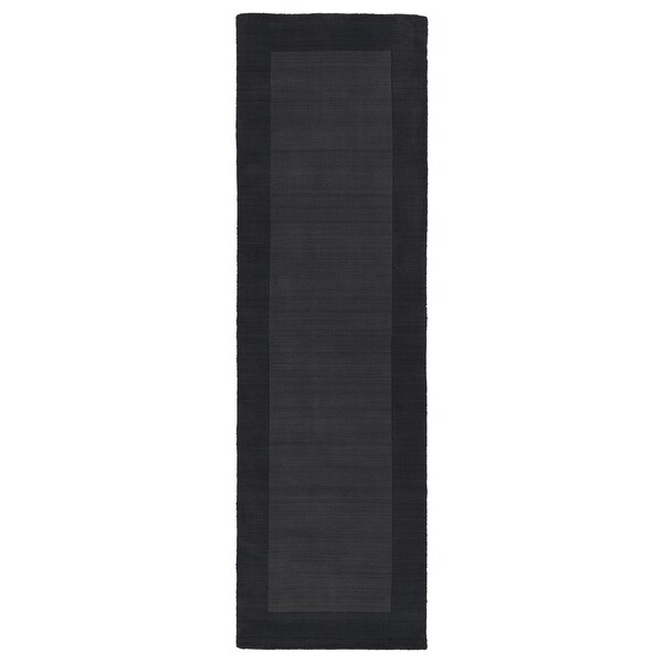 Hand-tufted Borders Charcoal/ Black Wool Rug (2'6 x 8'9) - 2'6" x 8'9"