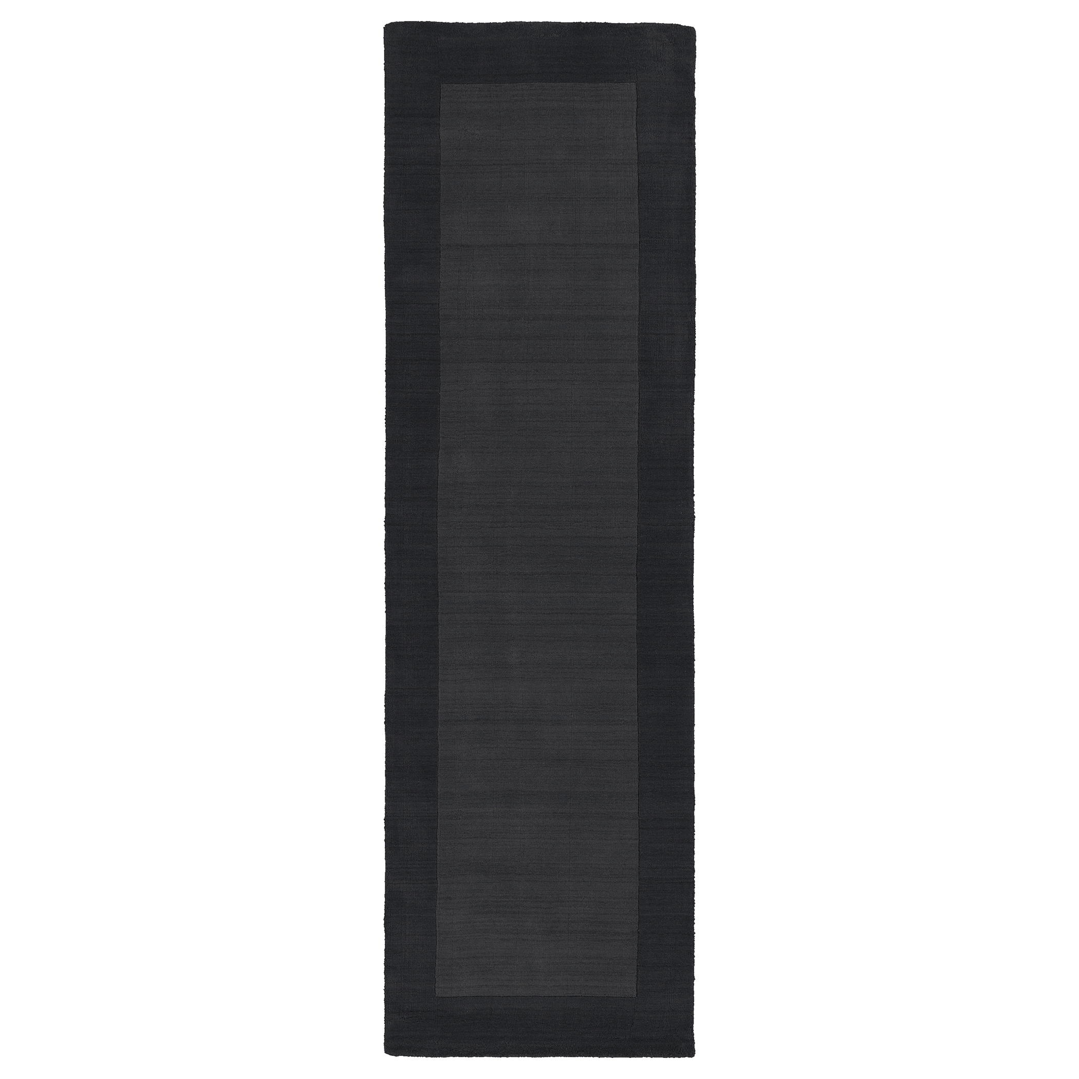 Hand tufted Borders Charcoal/ Black Wool Rug (26 X 89)