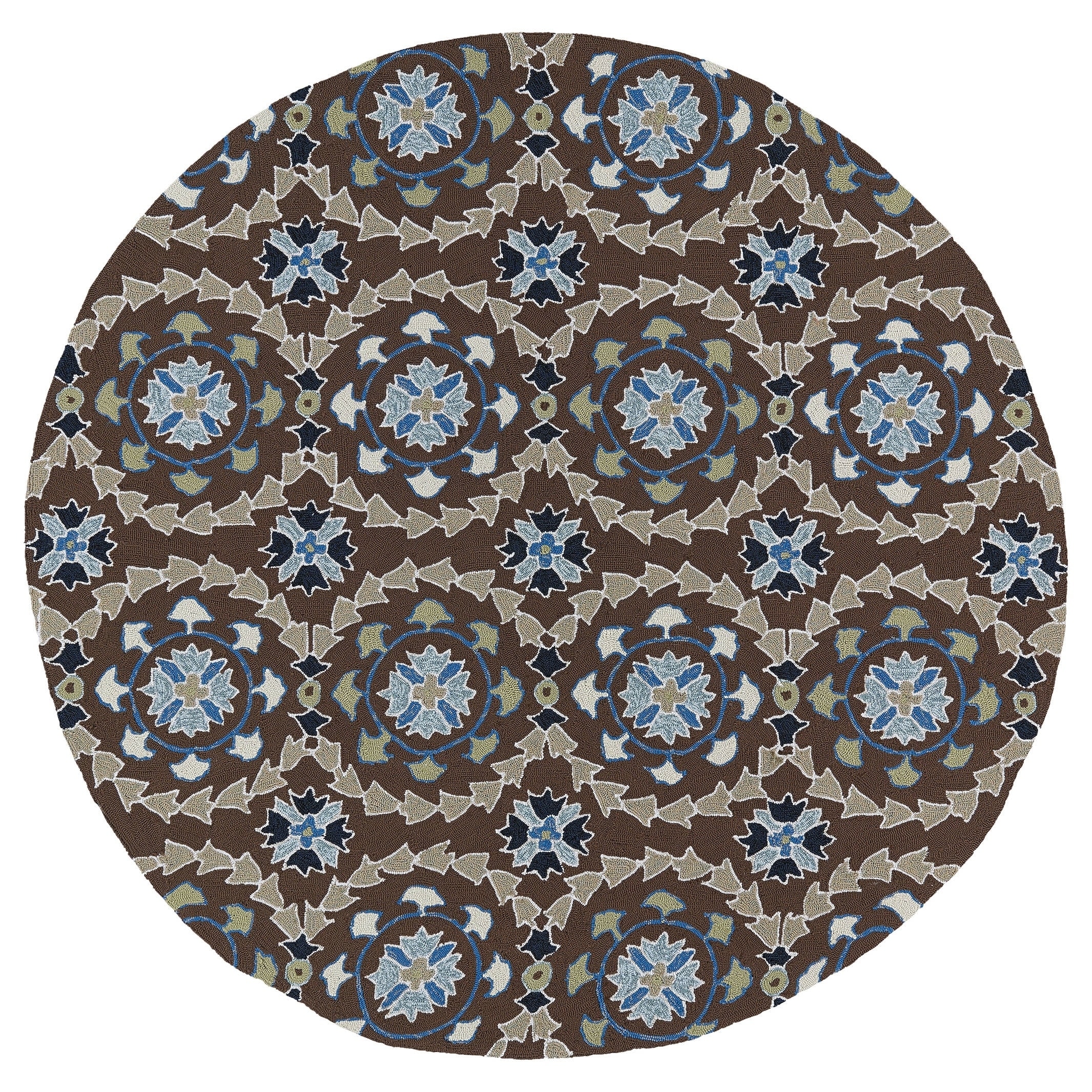 Fiesta Round Brown Indoor/ Outdoor Rug (59)