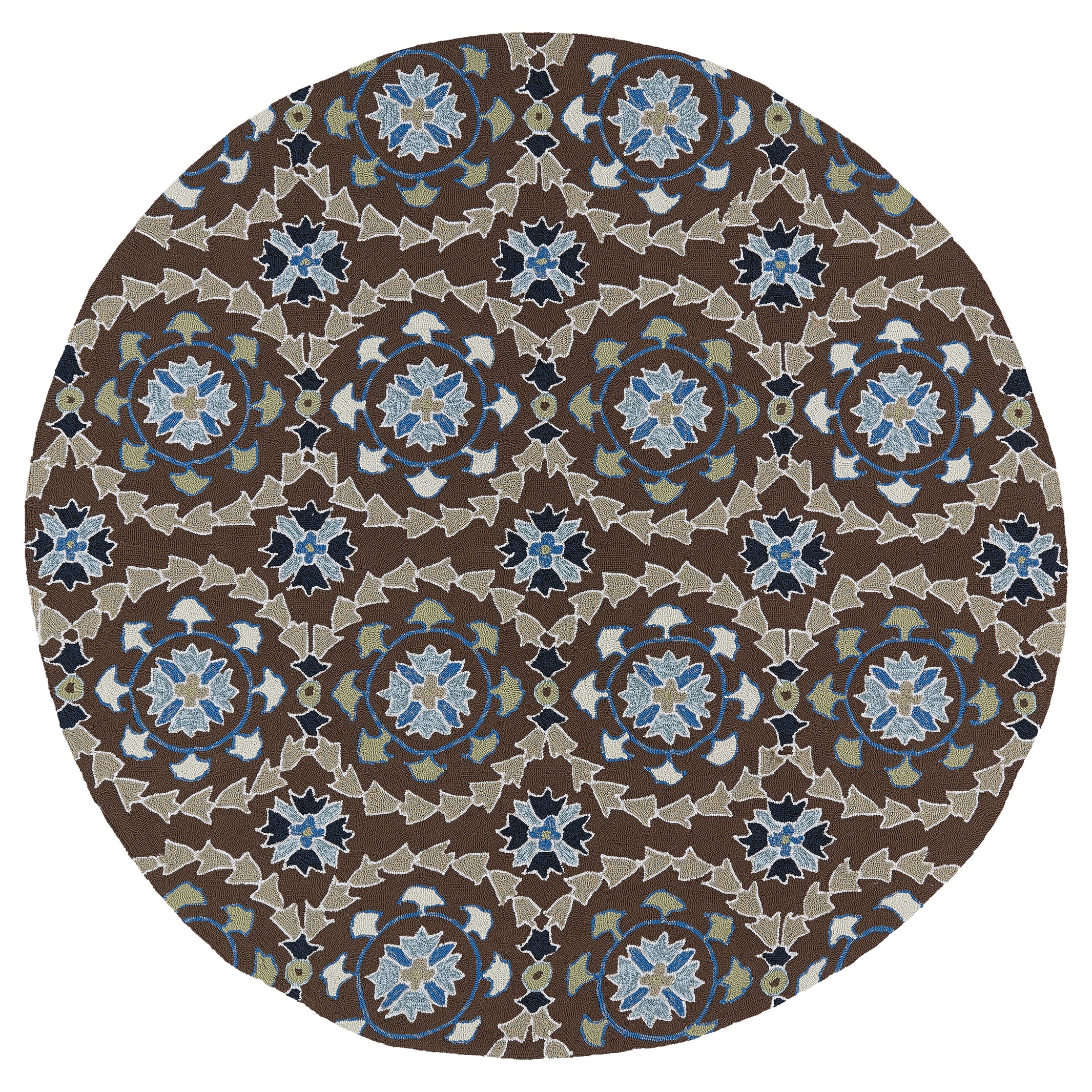 Fiesta Round Brown Indoor/ Outdoor Rug (79)