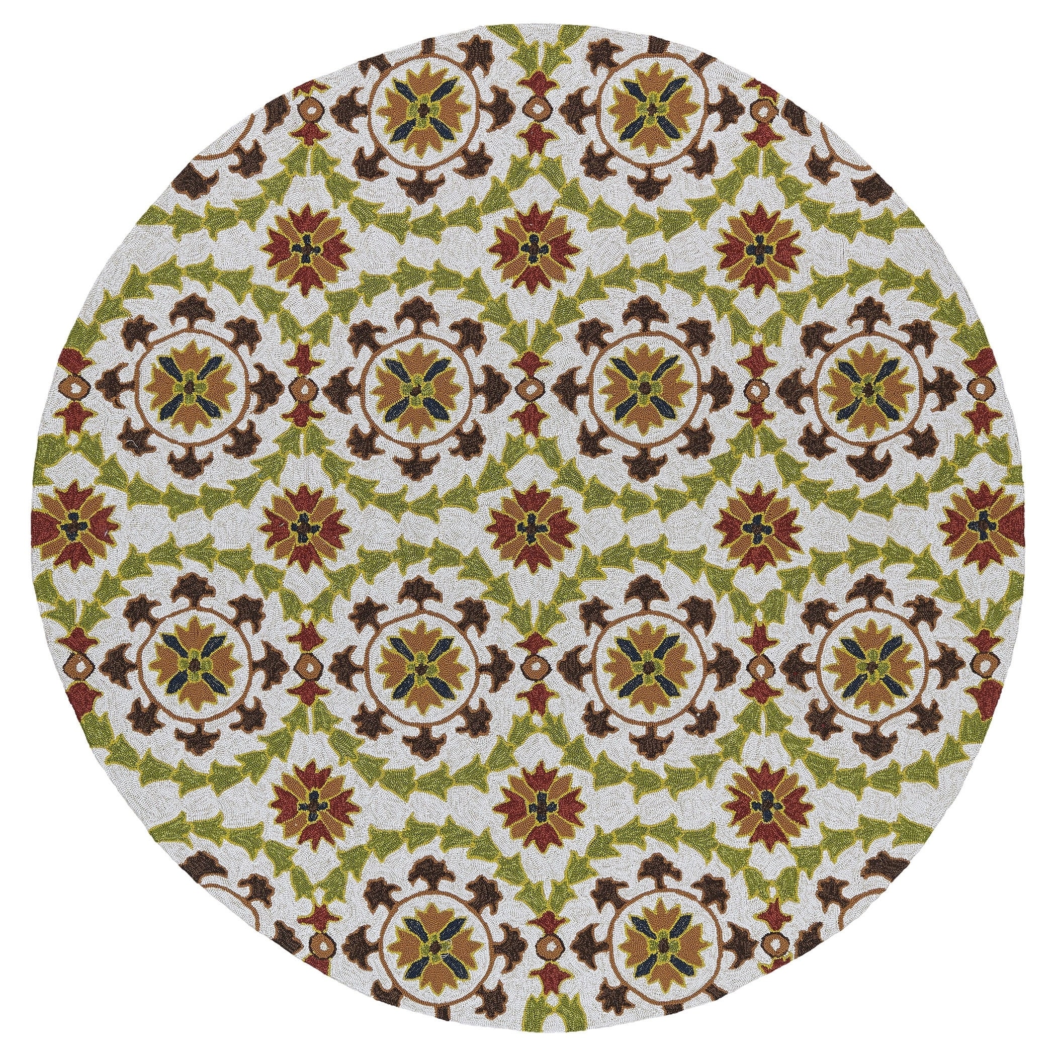 Fiesta Round Oatmeal Indoor/ Outdoor Rug (59)