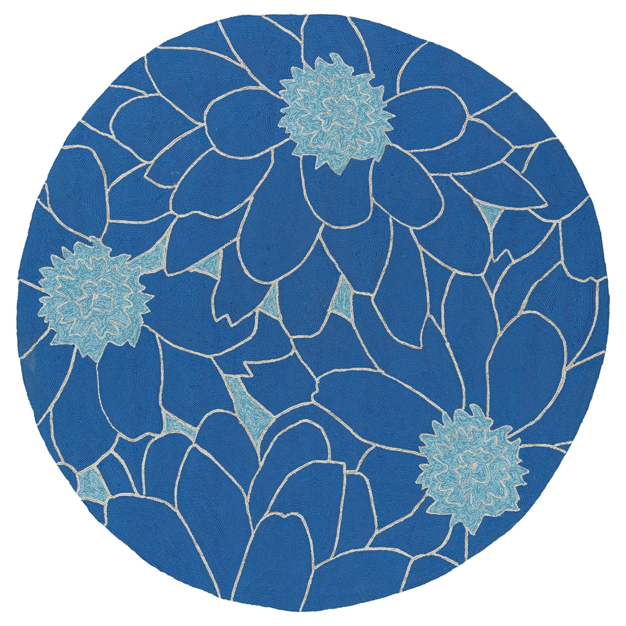 Fiesta Round Blue Flower Indoor/ Outdoor Rug (79)