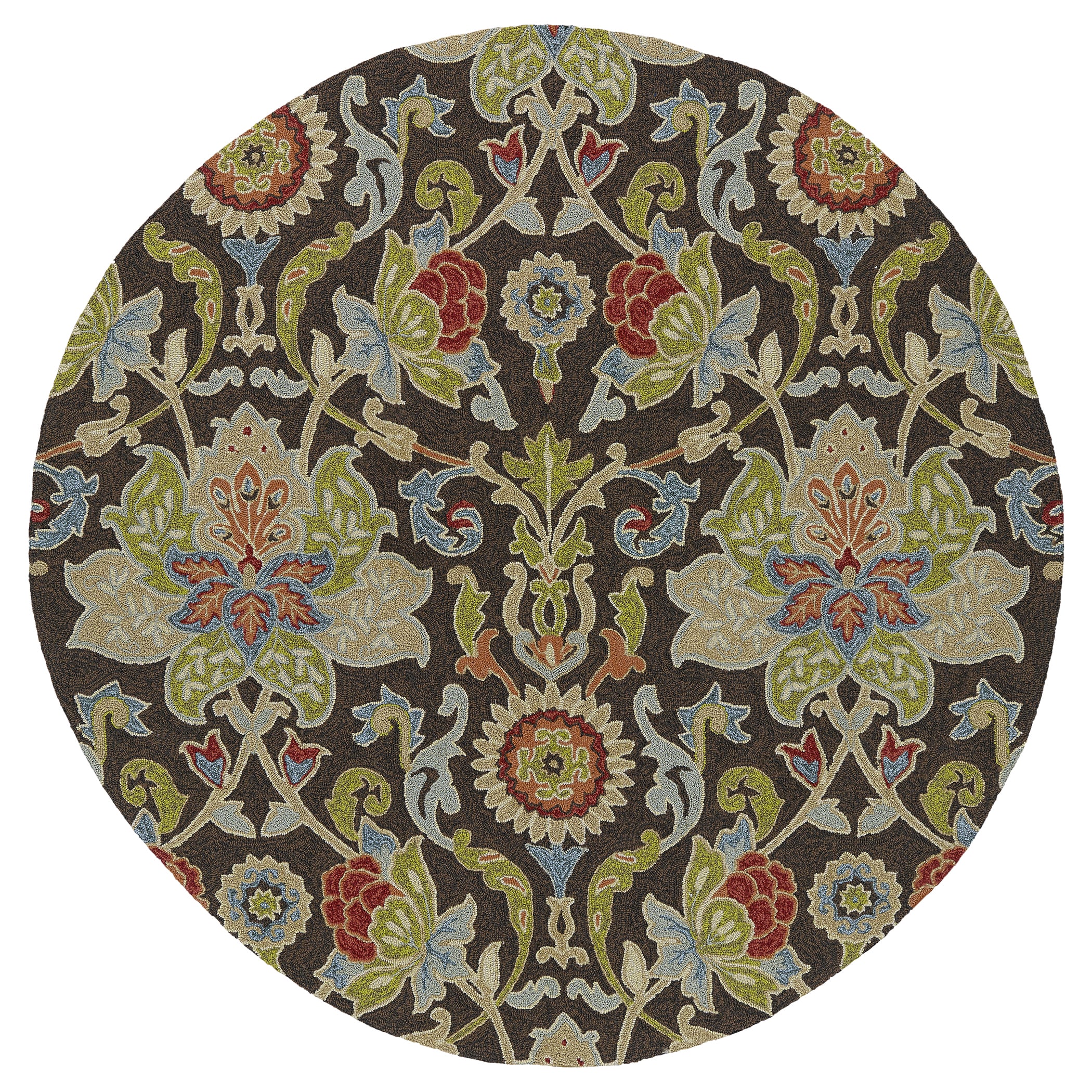 Fiesta Round Brown Flower Indoor/ Outdoor Rug (79)