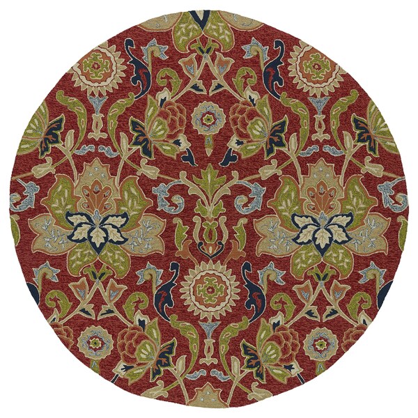 Fiesta Round Red Flower Indoor/ Outdoor Rug (7'9) - 7'9" Round