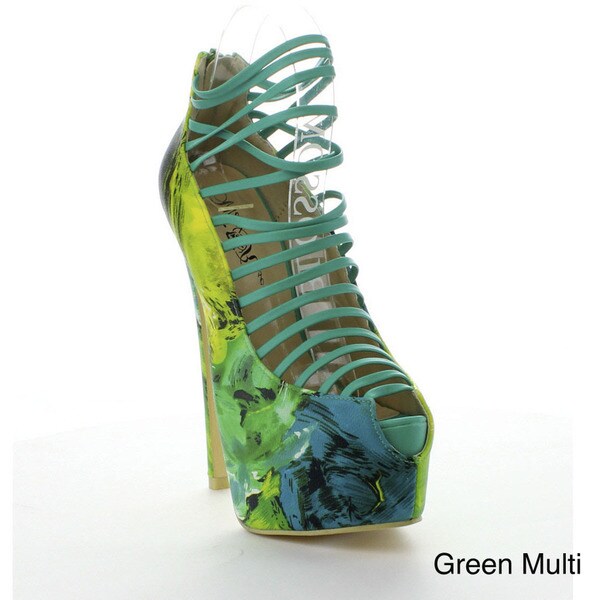 green multi color heels