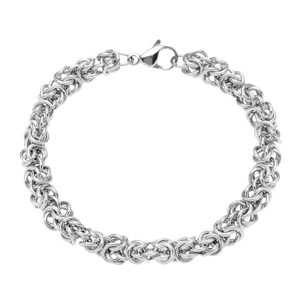 Stainless Steel Byzantine Chain Bracelet - Overstock - 8994999