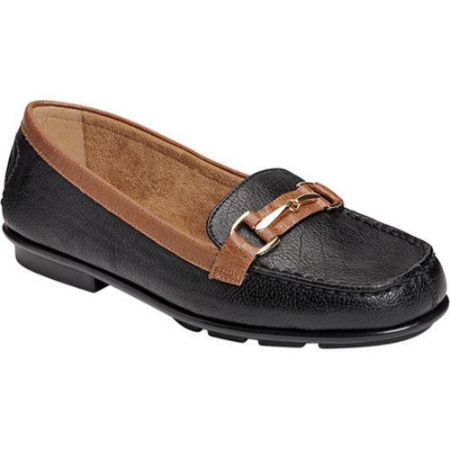 Women's A2 by Aerosoles Nu World Loafer Black Combo Faux Leather Free