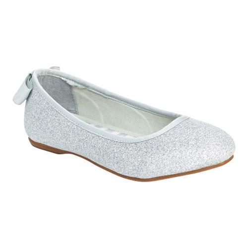 Girls Hanna Andersson Sofia Ballet Flat Silver Fabric   17475396