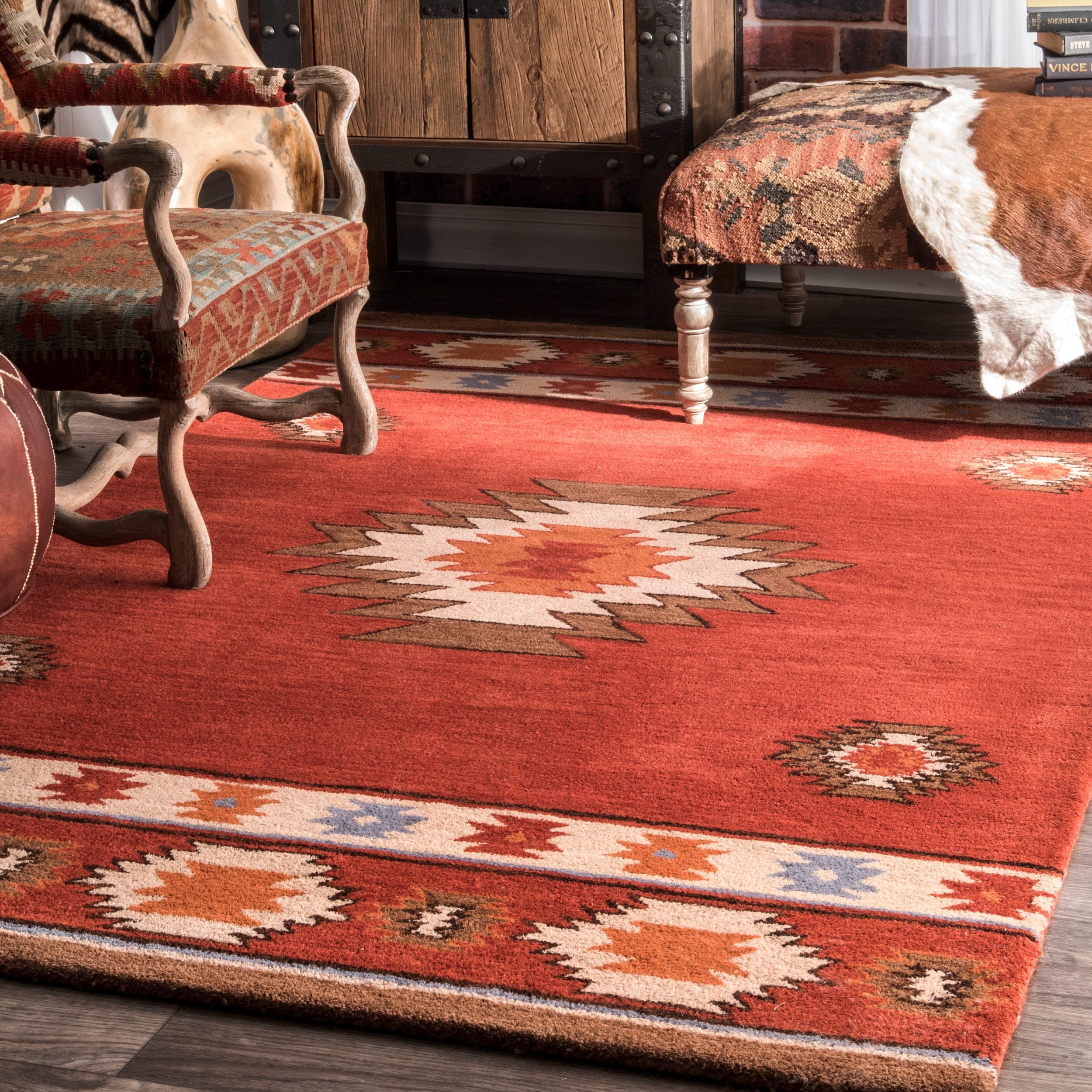 Nuloom Hand tufted Southwestern Wool Wine Rug (5 X 8)