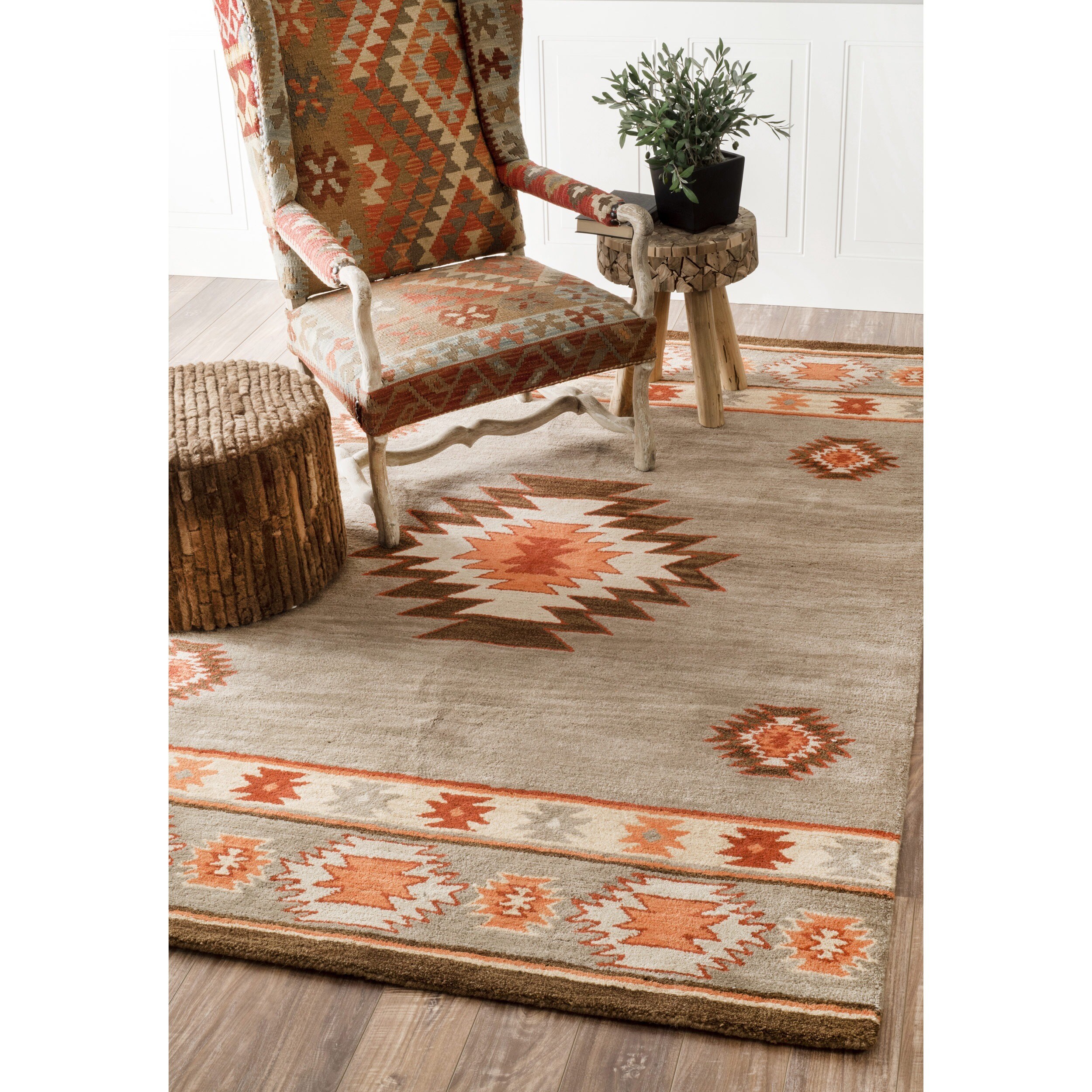 Shop nuLOOM Handtufted Southwestern Grey Wool Area Rug (5' x 8