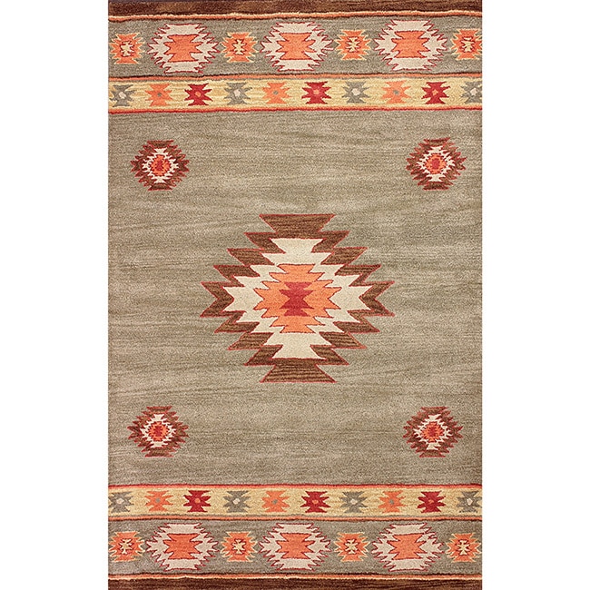 Nuloom Hand tufted Southwestern Wool Green Rug (5 X 8)