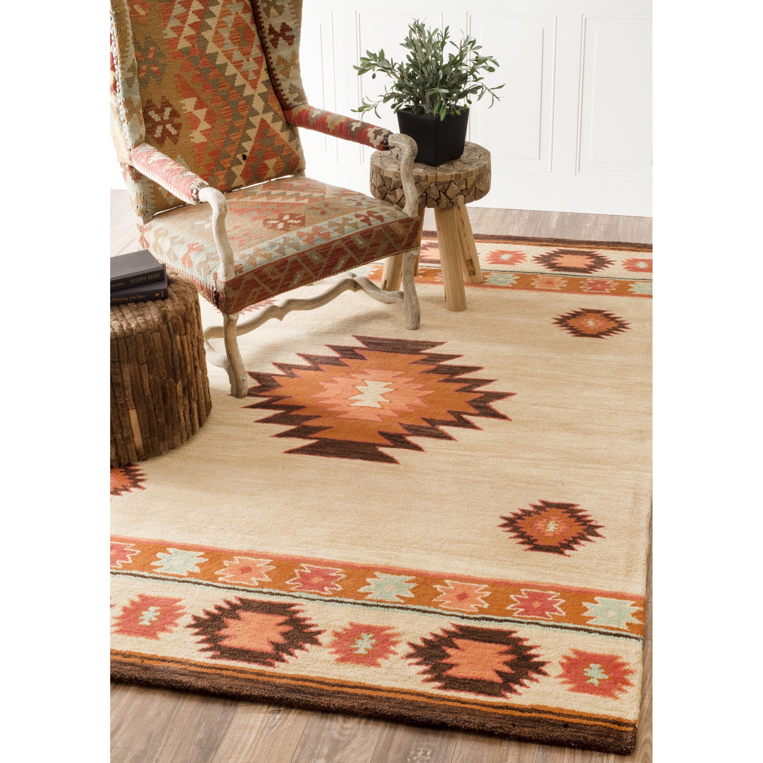 Nuloom Hand tufted Southwestern Wool Beige Rug (5 X 8)